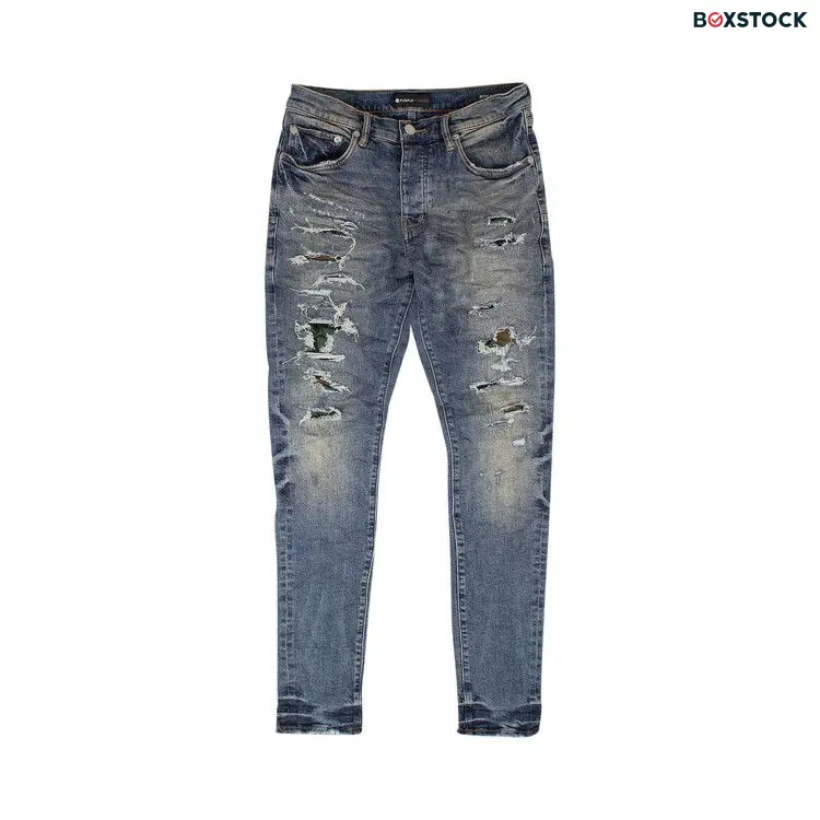 PURPLE BRAND Camo Repair Skinny Jeans 'Indigo' Blue