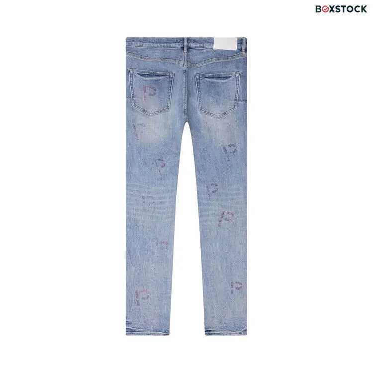 PURPLE BRAND Embroidery Punch P Plaid Jeans 'Light Indigo' Blue Spring/Summer 2023