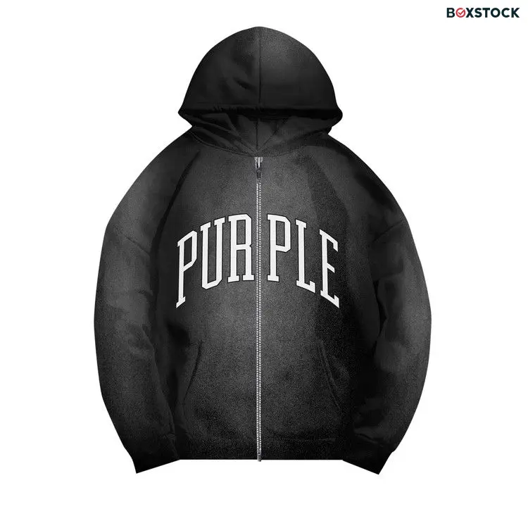 PURPLE BRAND Heavyweight Fleece Full Zip Hoodie 'Black' Spring/Summer 2024