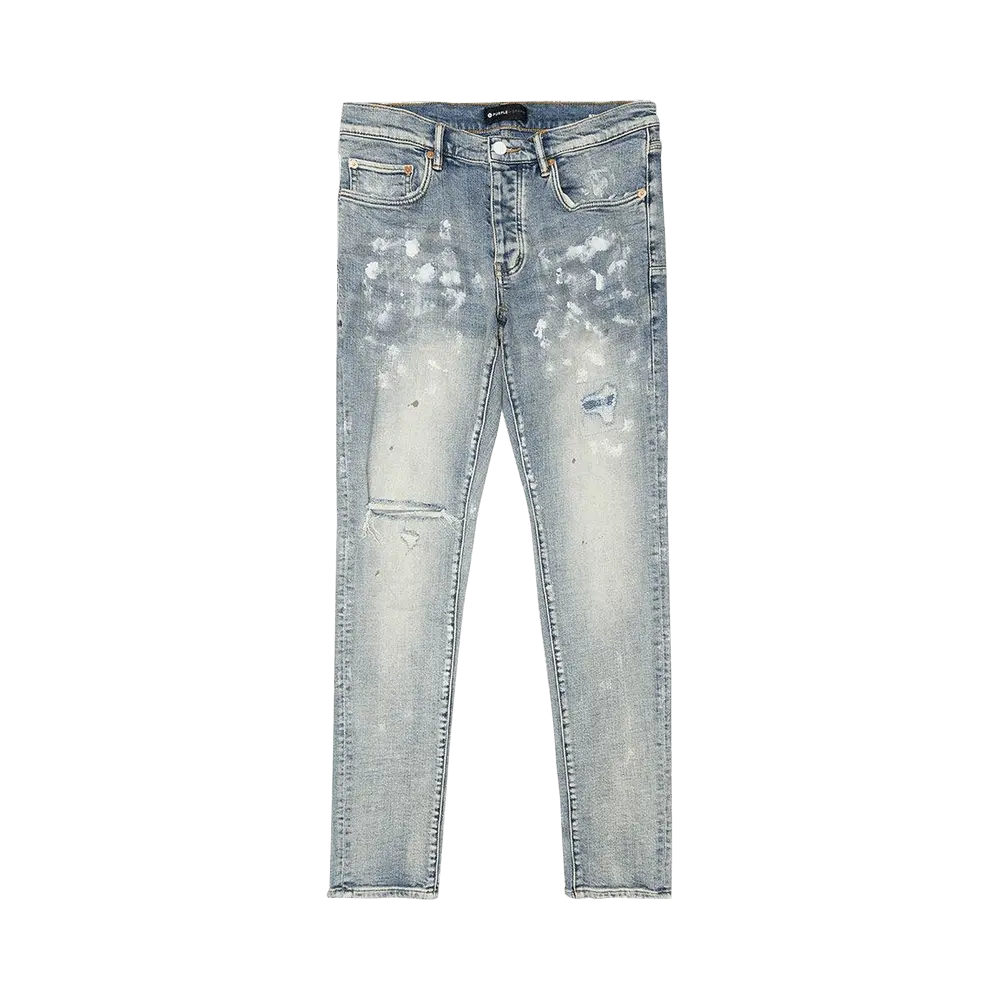 PURPLE BRAND Paint Blowout Jeans 'Light Indigo' Blue