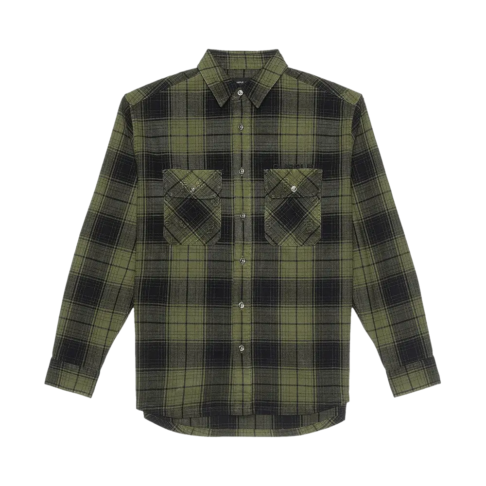 PURPLE BRAND Plaid Flannel Long-Sleeve Shirt 'Green' Spring/Summer 2024