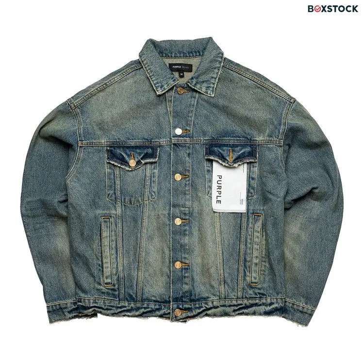 PURPLE BRAND Vintage Dirty Oversized Jacket 'Light Indigo' Blue Fall/Winter 2023
