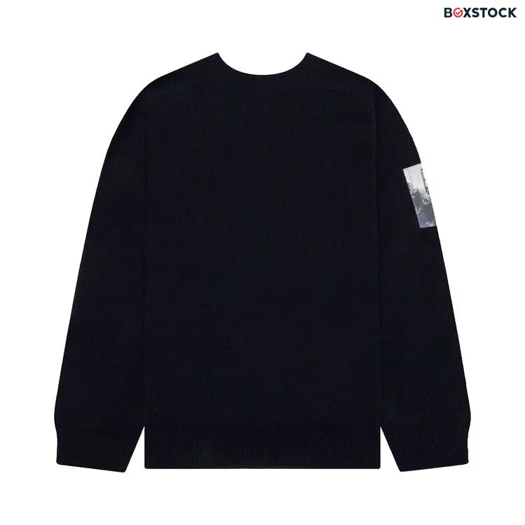 Raf Simons Light Roundneck Hammersleeve Sweater With Patches 'Dark Navy' Blue Spring/Summer 2023