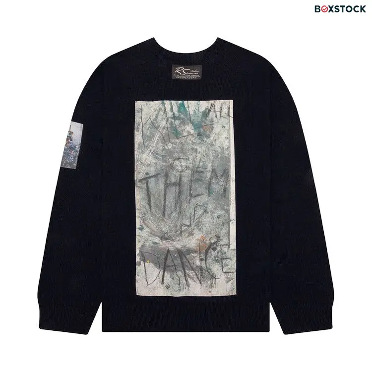 Raf Simons Light Roundneck Hammersleeve Sweater With Patches 'Dark Navy' Blue Spring/Summer 2023
