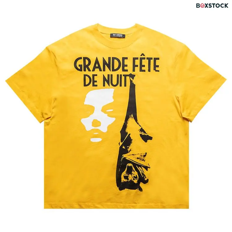 Raf Simons Overzized T-Shirt Grand Fete De Nuit Print Front 'Yellow' Fall/Winter 2022