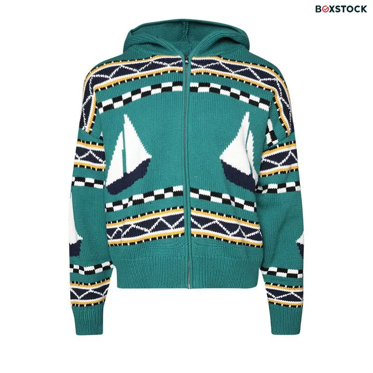 Rhude Bateau Knit Zip-Up 'Emerald/Creme/Navy' Green Spring/Summer 2024