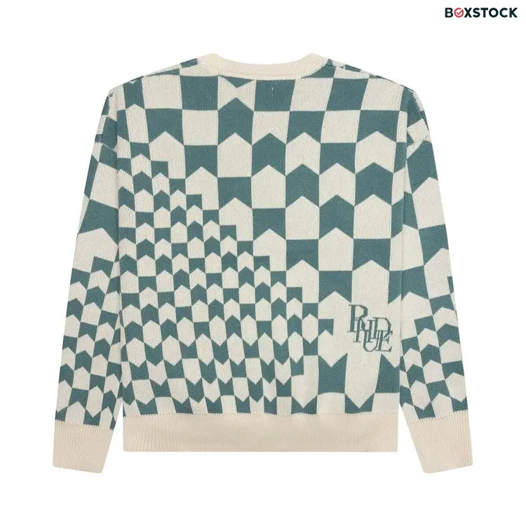 Rhude Cashmere Racing Crewneck 'Ivory/Spa' White Spring/Summer 2023