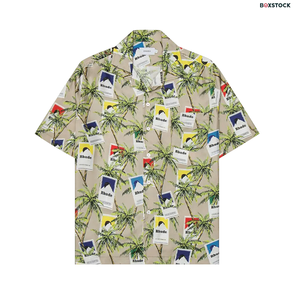 Rhude Cigarette Print Button Up 'Taupe/Multicolor' Tan Spring/Summer 2023
