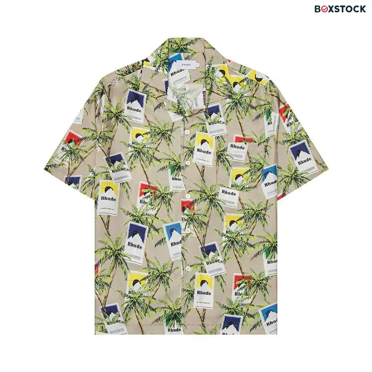 Rhude Cigarette Print Button Up 'Taupe/Multicolor' Tan Spring/Summer 2023