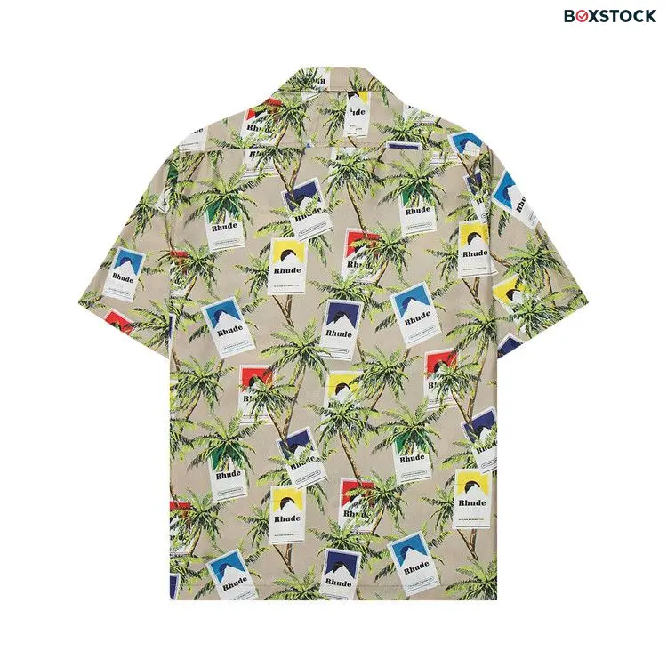 Rhude Cigarette Print Button Up 'Taupe/Multicolor' Tan Spring/Summer 2023