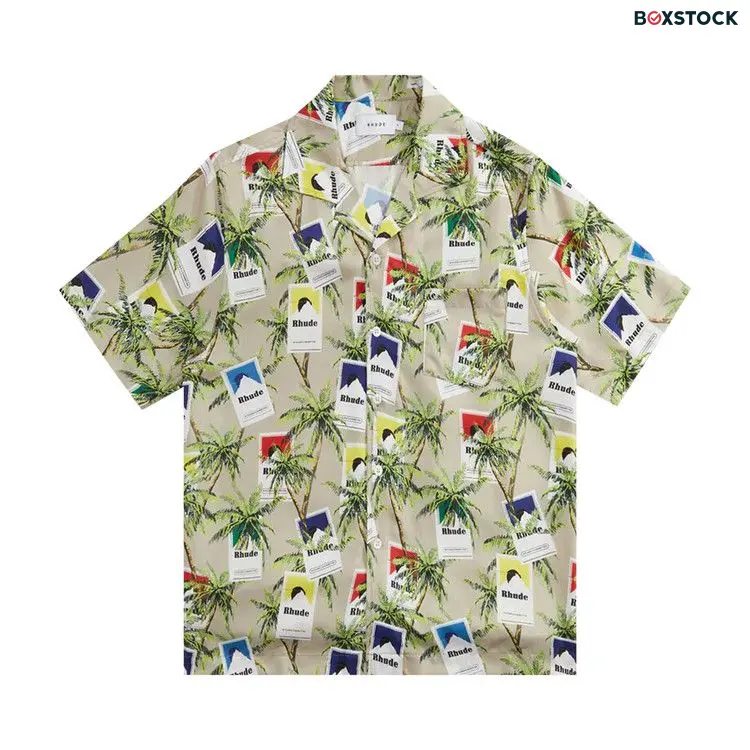 Rhude Cigarette Print Button Up 'Taupe/Multicolor' Tan Spring/Summer 2023 SS23SR880923861386