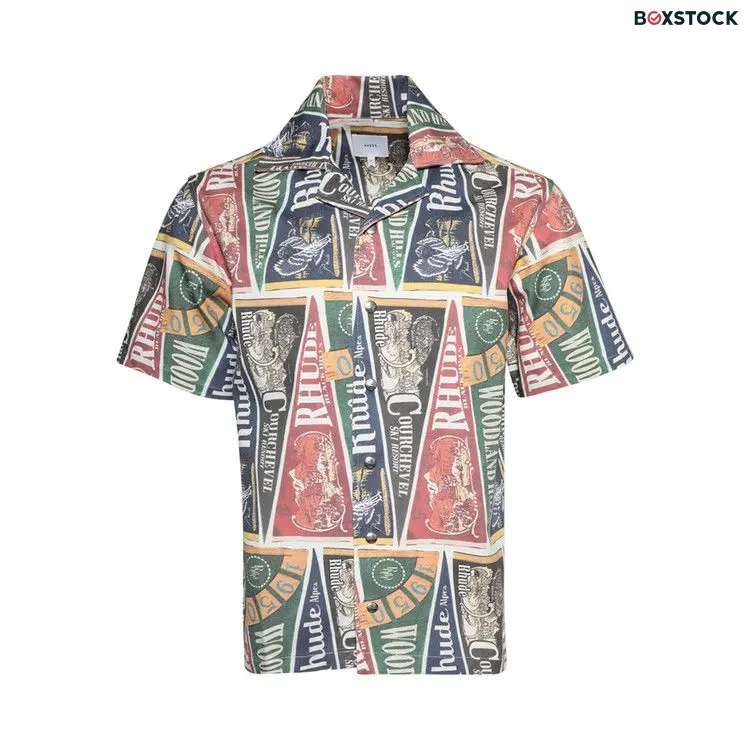 Rhude Collegiate Flag Snap Shirt 'Multicolor' Multi-Color Fall/Winter 2024