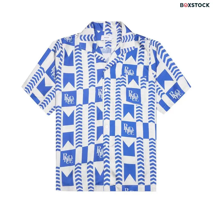 Rhude Grasse Silk Shirt 'Blue/Ivory' Multi-Color Spring/Summer 2023