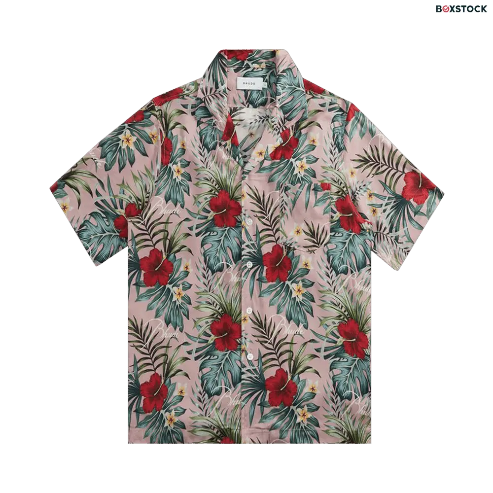 Rhude Hawaiian Logo Rayon Shirt 'Mauve/Multicolor' Multi-Color Spring/Summer 2023