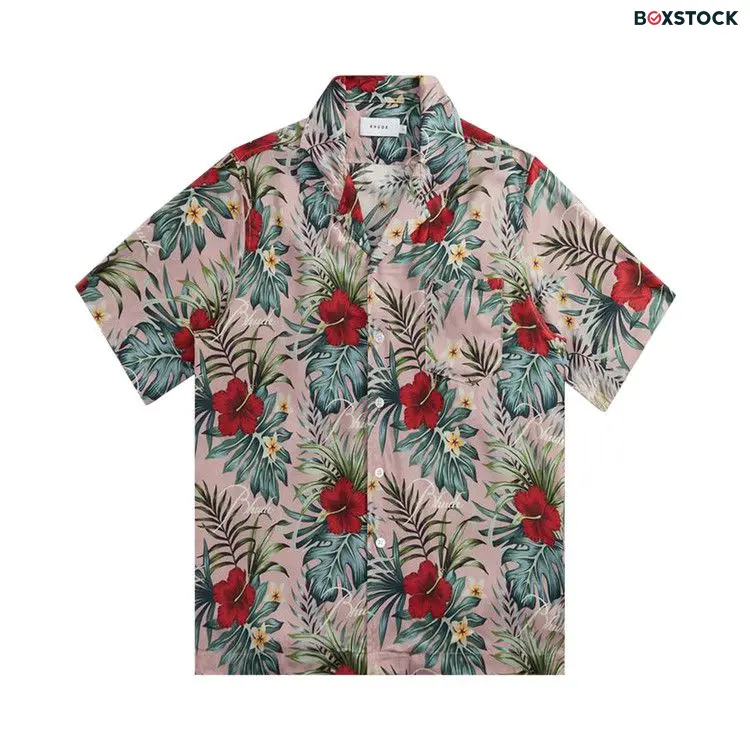 Rhude Hawaiian Logo Rayon Shirt 'Mauve/Multicolor' Multi-Color Spring/Summer 2023