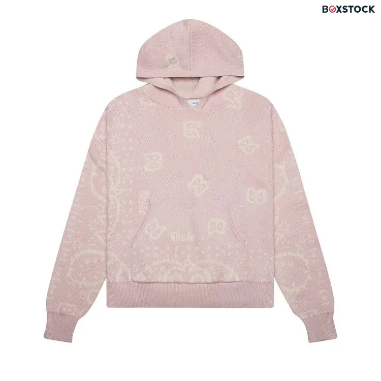 Rhude Knit Bandana Hoodie 'Pink/White' Spring/Summer 2023