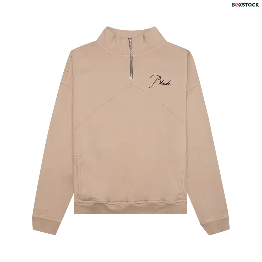 Rhude Logo Embroidered High Neck Sweatshirt 'Sand' Tan Spring/Summer 2023