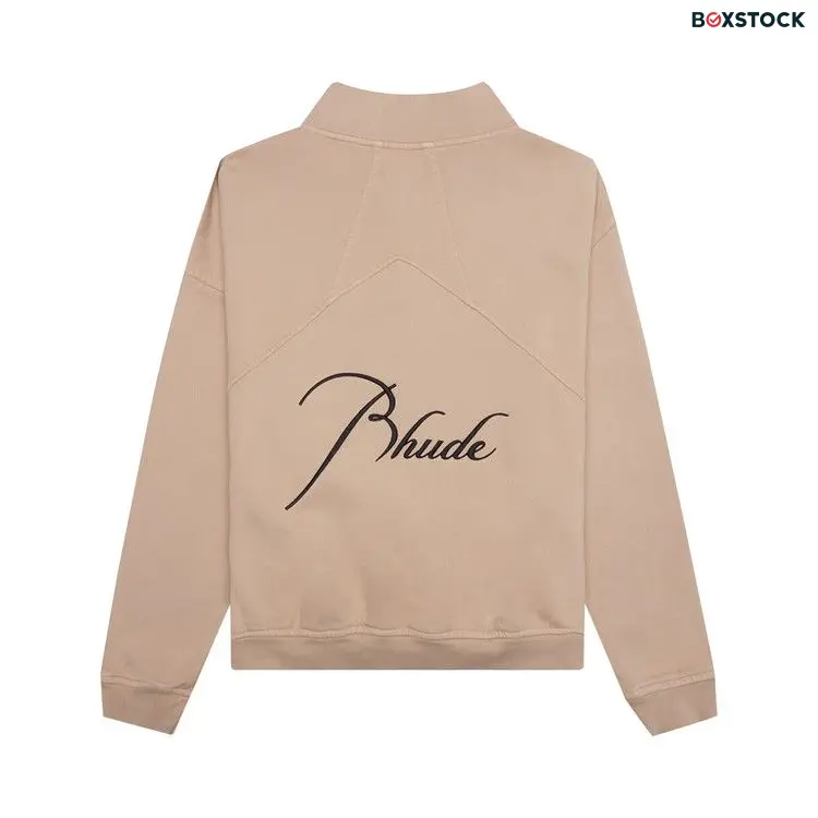 Rhude Logo Embroidered High Neck Sweatshirt 'Sand' Tan Spring/Summer 2023