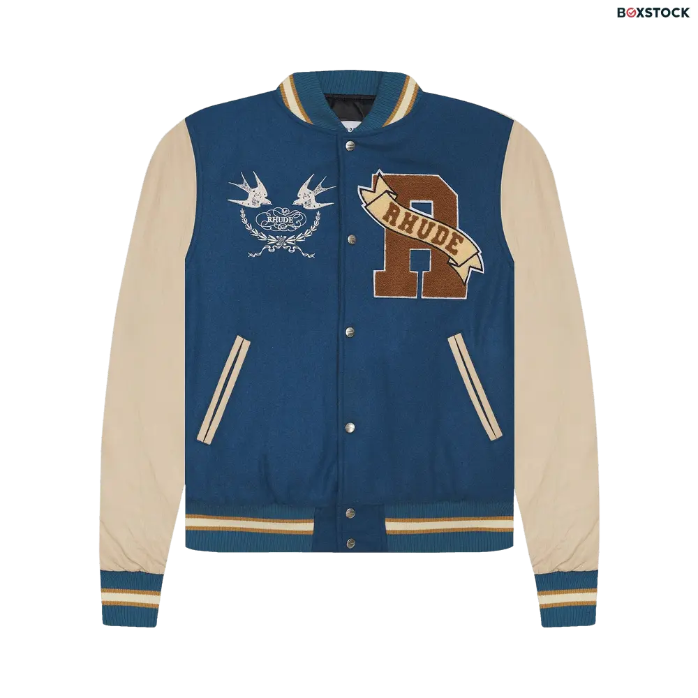 Rhude Sparrow Varsity Jacket 'Slate/Creme' Grey Fall/Winter 2022