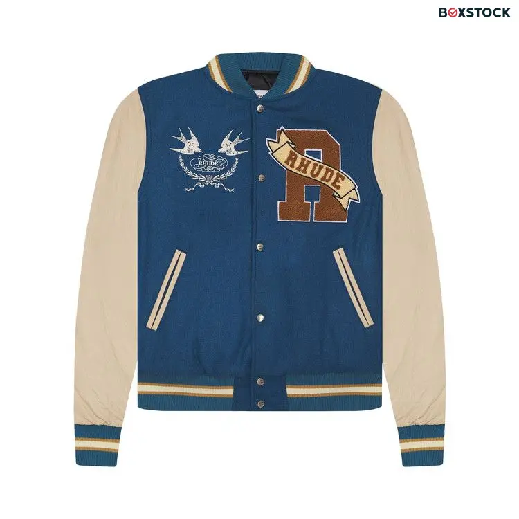 Rhude Sparrow Varsity Jacket 'Slate/Creme' Grey Fall/Winter 2022