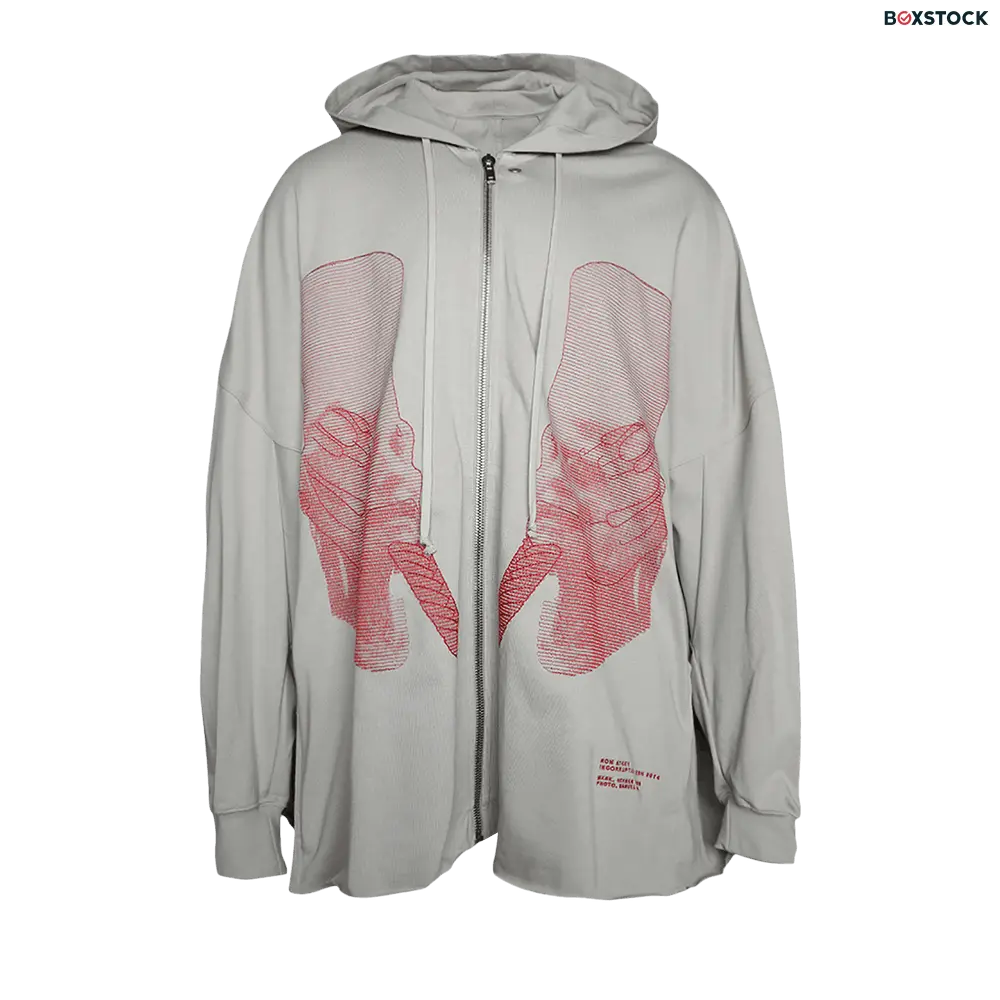 Rick Owens Ron Jumbo Peter Jacket 'Pearl/Cardinal Red' Grey Spring/Summer 2024