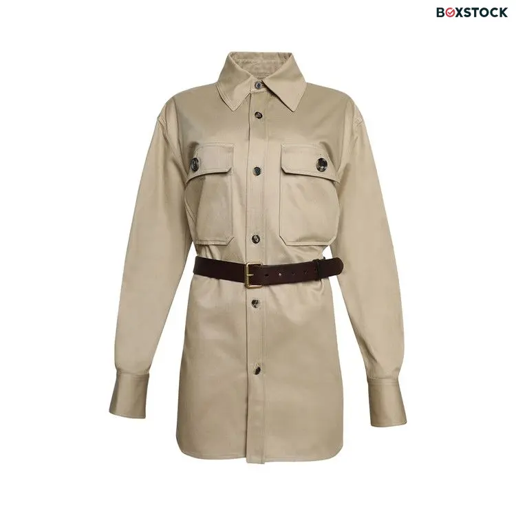 Saint Laurent Button Up Dress With Belt 'Beige' Tan Spring/Summer 2024