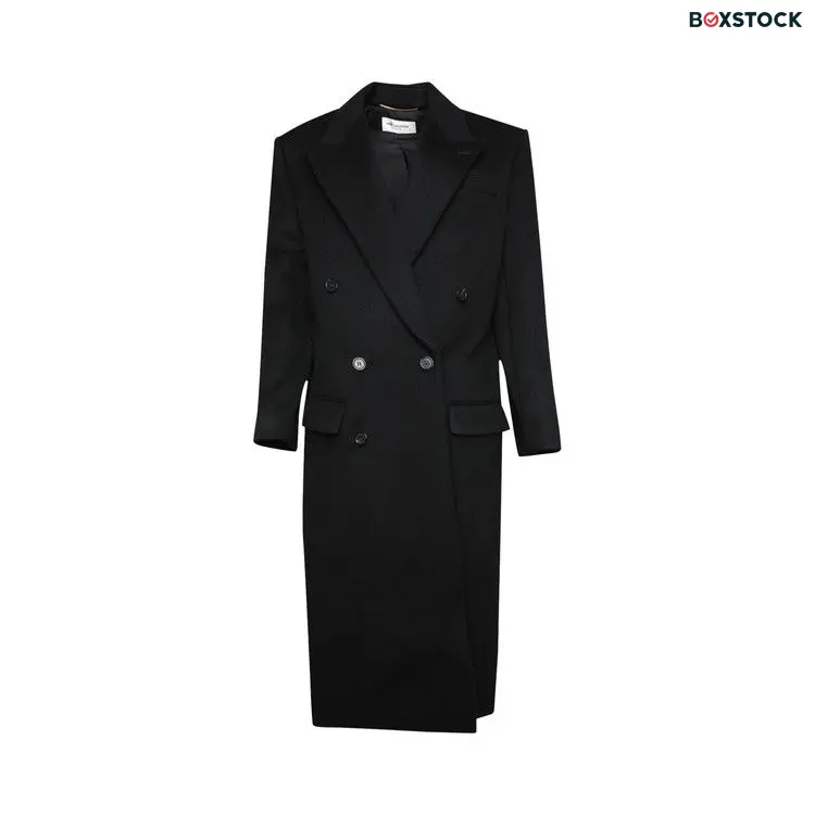 Saint Laurent Double Breasted Long-Sleeve Coat 'Black Profond' Fall/Winter 2023