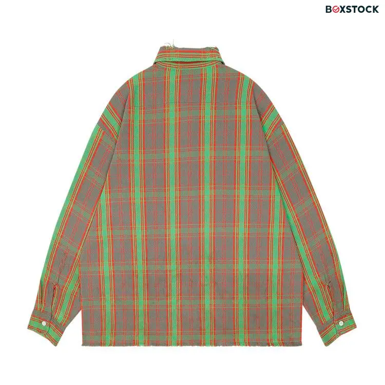 Saint Michael Denim Tears Flannel Shirt 'Green/Red' Fall/Winter 2023