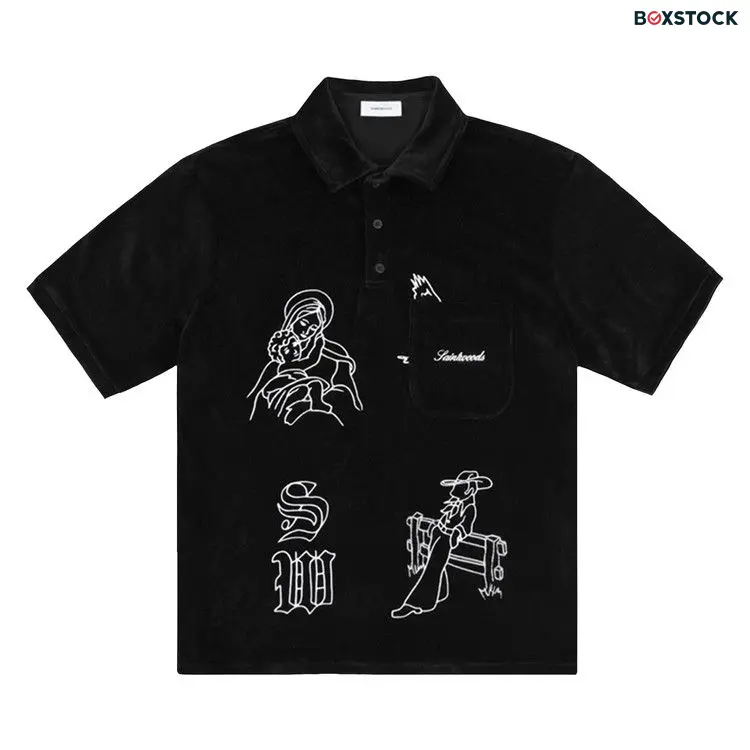 Saintwoods Velour Polo 'Black' Fall/Winter 2022