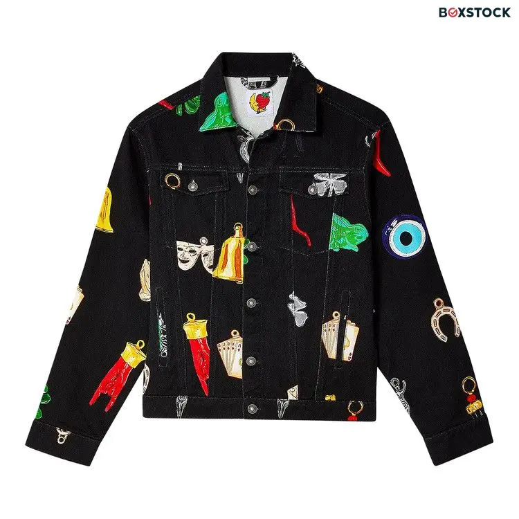 Sky High Farm Workwear Charm Print Denim Jacket 'Black' Fall/Winter 2023