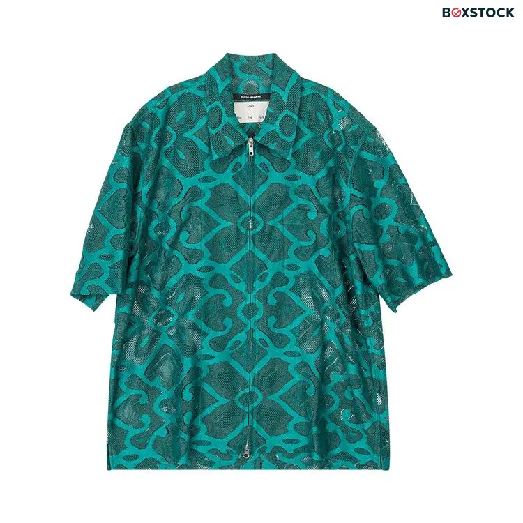 Song for the Mute Zip Up Box Shirt 'Peacock' Multi-Color Spring/Summer 2024