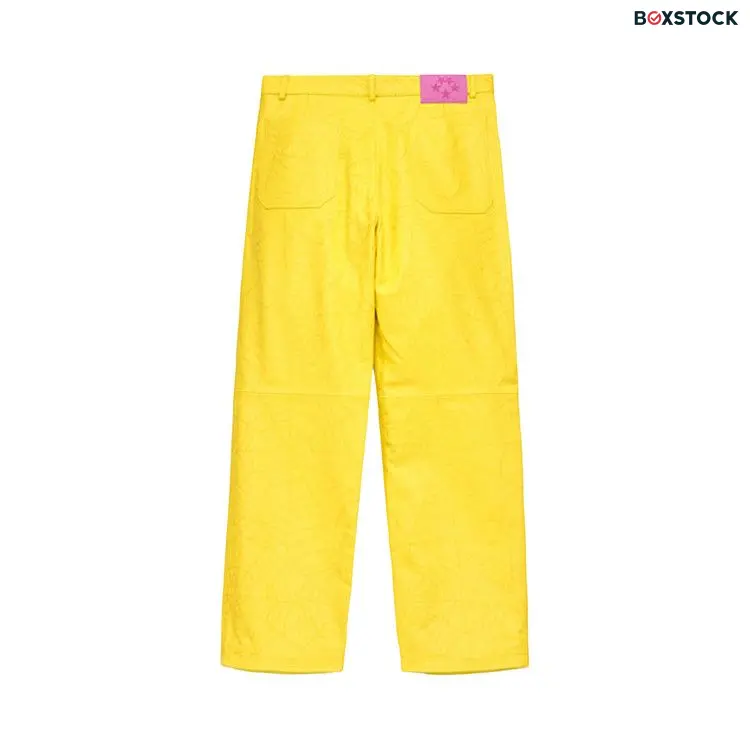 Sp5der Debossed Web Leather Pant 'Yellow' Spring/Summer 2024