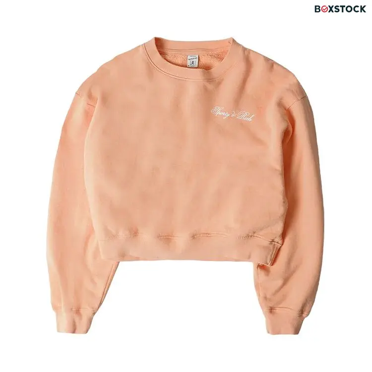 Sporty & Rich Chest Logo Print Cropped Sweatshirt 'Peach/White' Orange Fall/Winter 2023