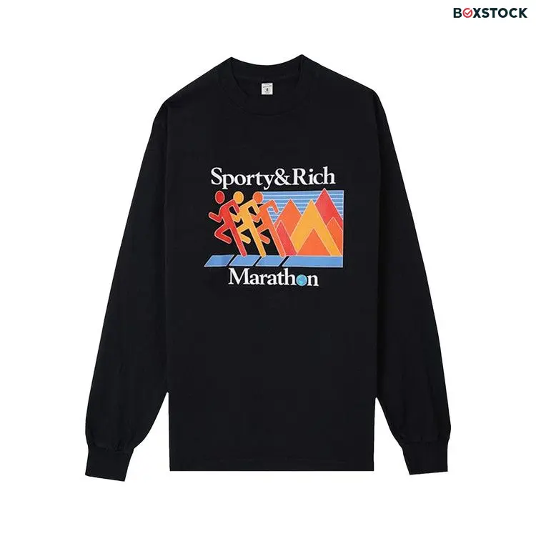 Sporty & Rich Marathon Long-Sleeve T-Shirt 'Black' Fall/Winter 2020