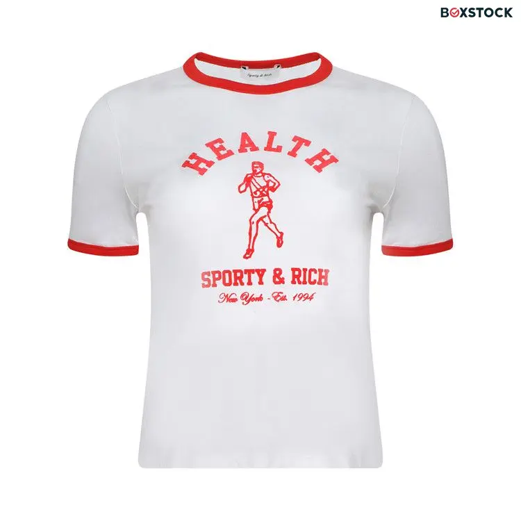 Sporty & Rich NY Running Club Ringer Tee 'White/Sports Red' Fall/Winter 2024