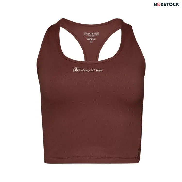 Sporty & Rich Runner Script Sports Cropped Tank 'Maroon' Red Spring/Summer 2024