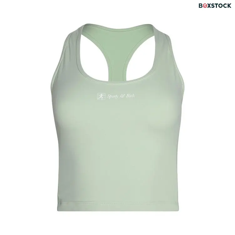 Sporty & Rich Runner Script Sports Tank 'Sage' Green Spring/Summer 2024