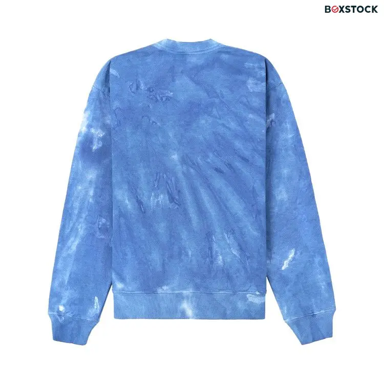 Sporty & Rich Serif Logo Embroidered Tie Dye Crewneck 'Hydrangea/White' Blue Fall/Winter 2023