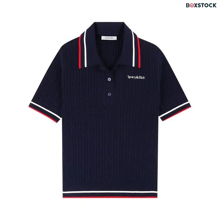 Sporty & Rich Serif Logo Mila Polo Short-Sleeves 'Blue' Spring/Summer 2024