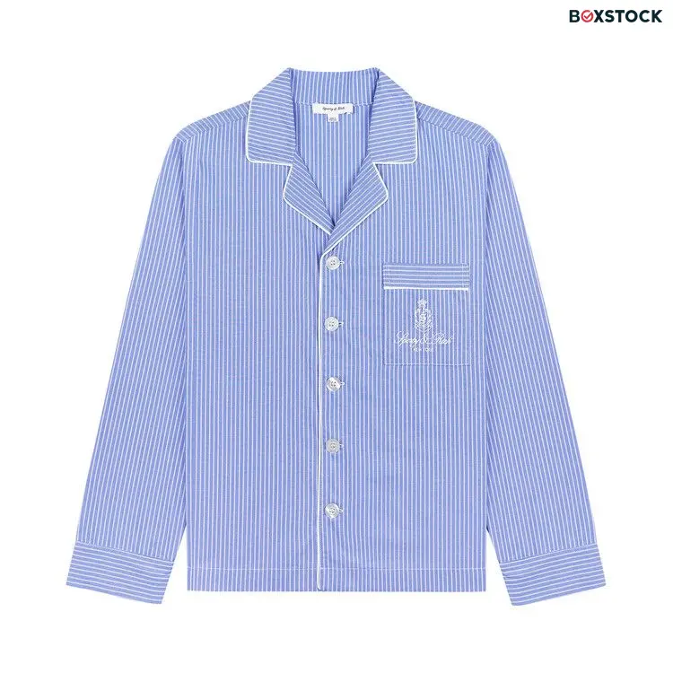 Sporty & Rich Vendome Pyjama Shirt 'Blue Striped/White' Resort 2024