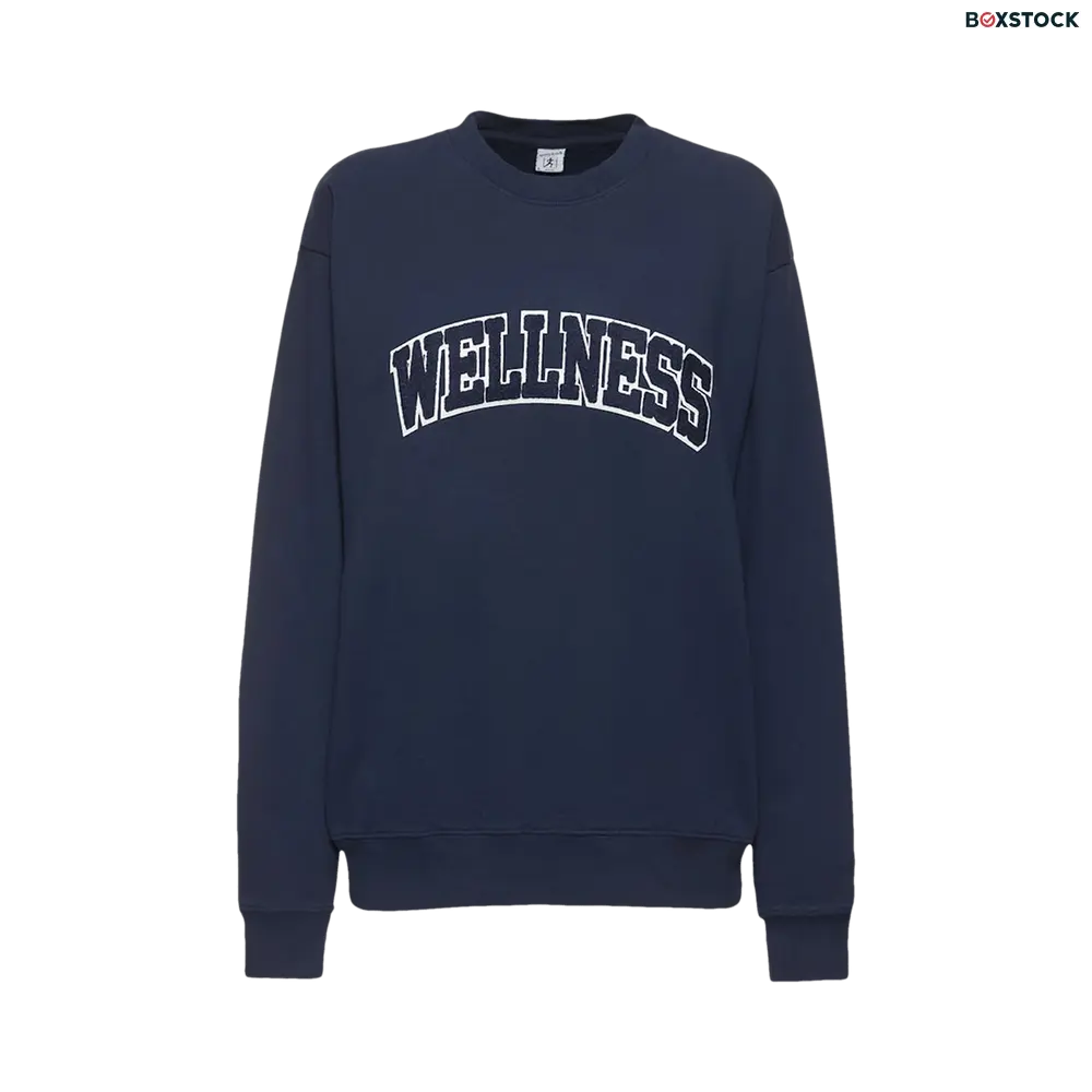 Sporty & Rich Wellness Boucle Crewneck 'Navy/White' Blue Spring/Summer 2023