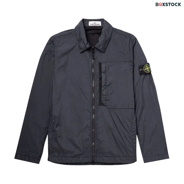 Stone Island Compass Patch Collared Zip Up Jacket 'Navy Blue' Spring/Summer 2024