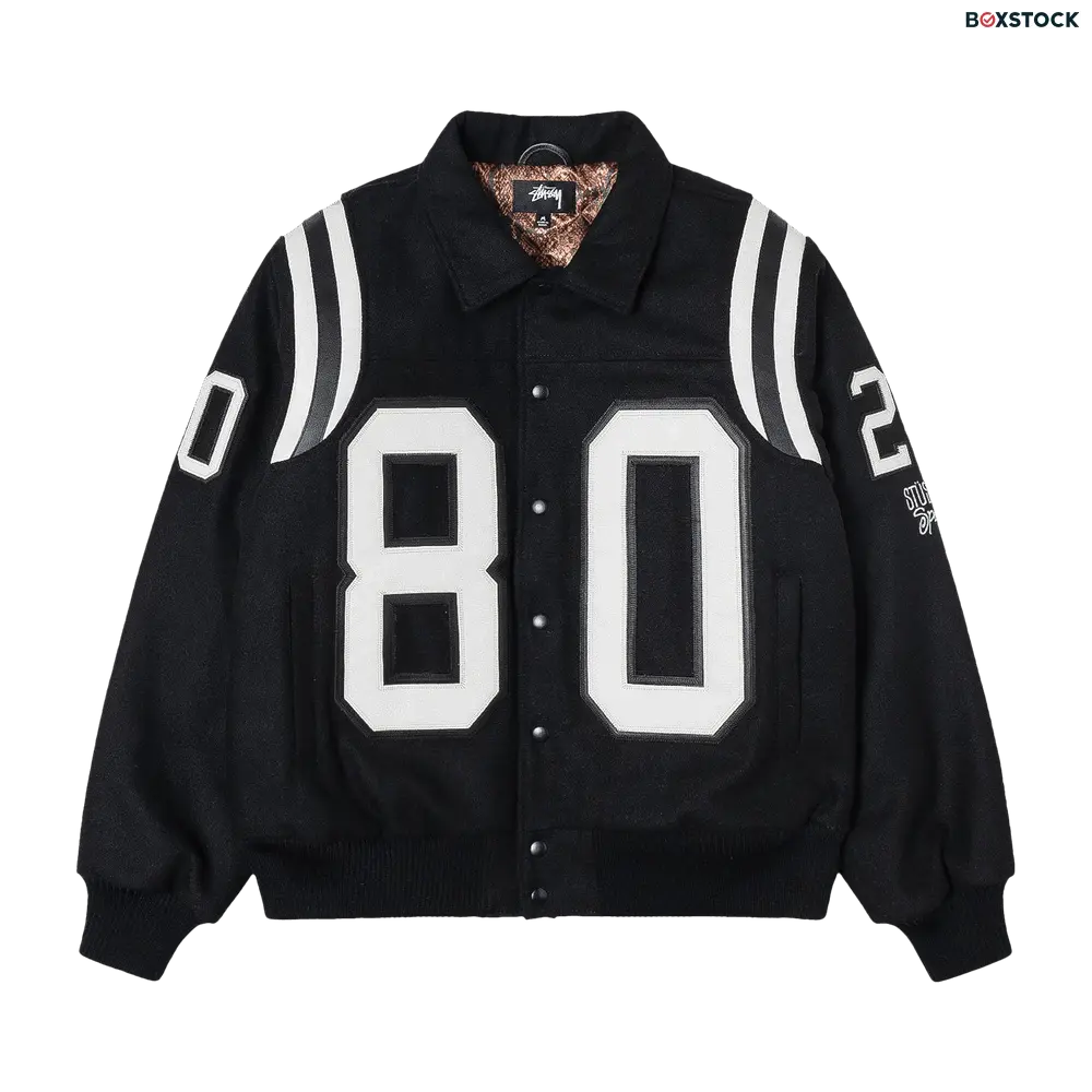Stussy 80 Wool Varsity Jacket 'Black' Fall/Winter 2023