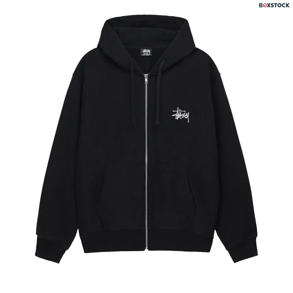 Stussy Basic Logo Zip Up Hoodie 'Black' Spring/Summer 2024