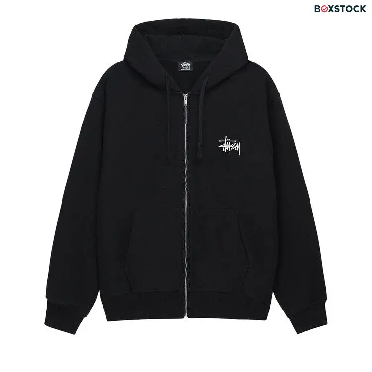 Stussy Basic Logo Zip Up Hoodie 'Black' Spring/Summer 2024