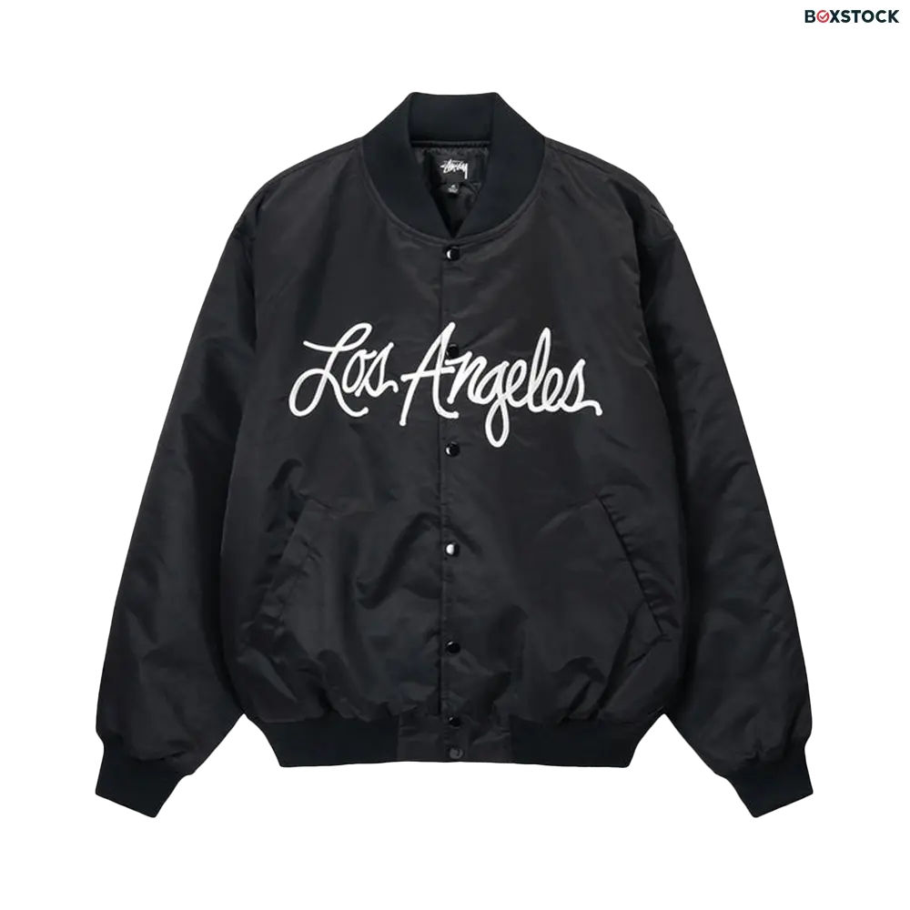 stussy Stussy LA Chapter Satin Varsity Jacket 'Black' Spring/Summer 2023