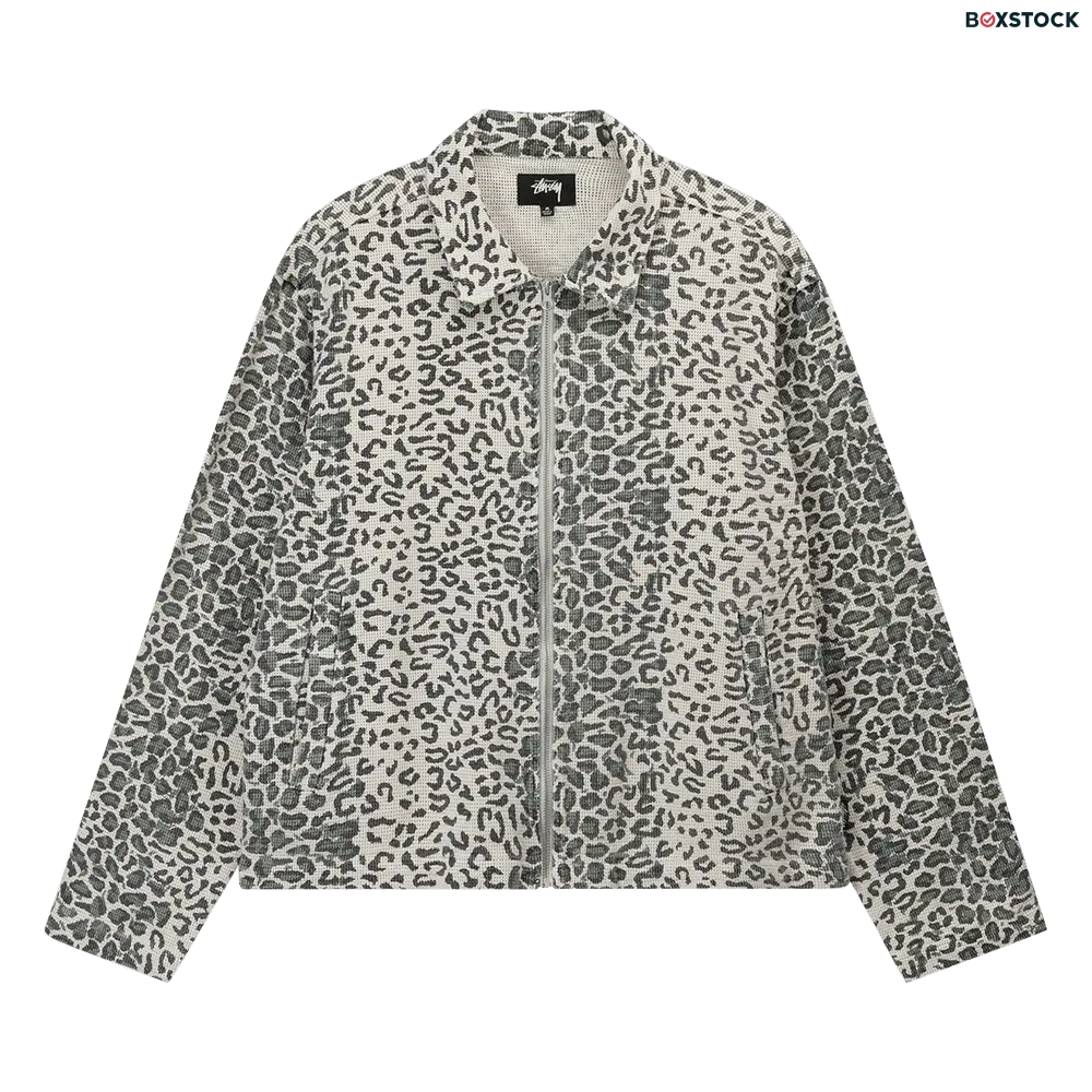 stussy Stussy Leopard Mesh Zip Jacket 'Bone' Cream Spring/Summer 2022