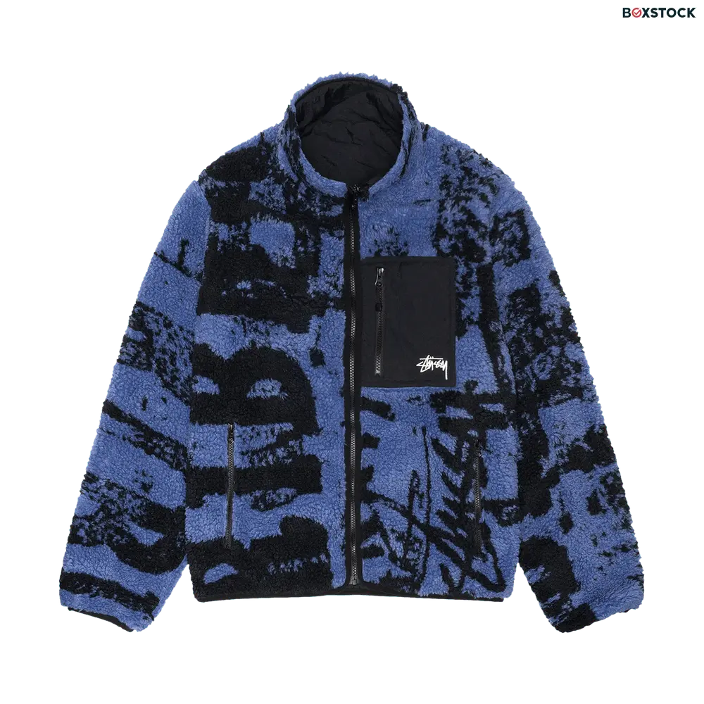 stussy Stussy Sherpa Reversible Printed Jacket 'Blue' Multi-Color Spring/Summer 2024