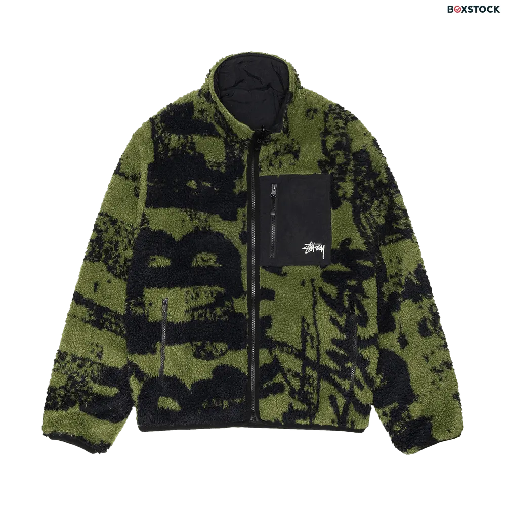 stussy Stussy Sherpa Reversible Printed Jacket 'Green' Multi-Color Spring/Summer 2024