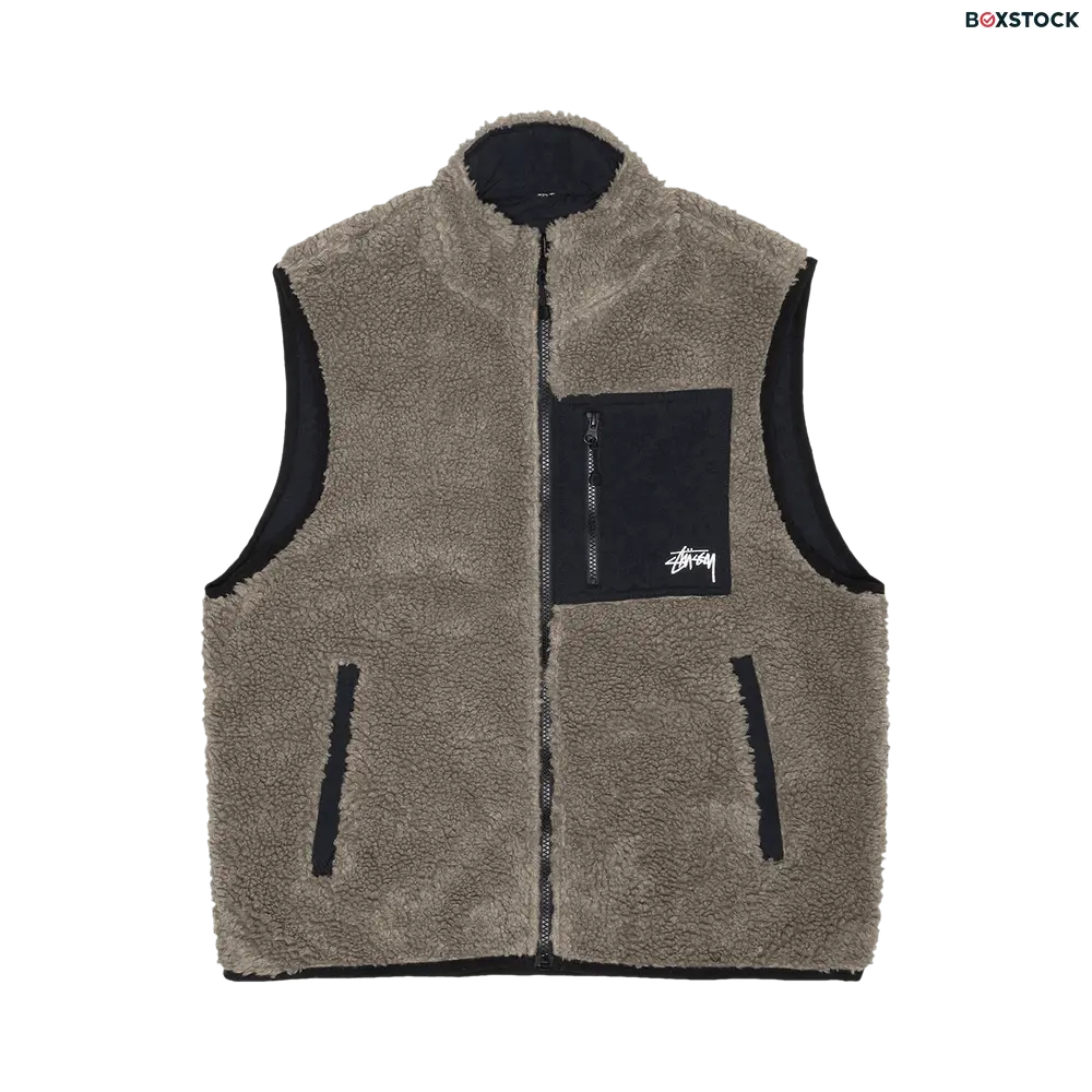 stussy Stussy Sherpa Reversible Vest 'Stone' Multi-Color Spring/Summer 2024